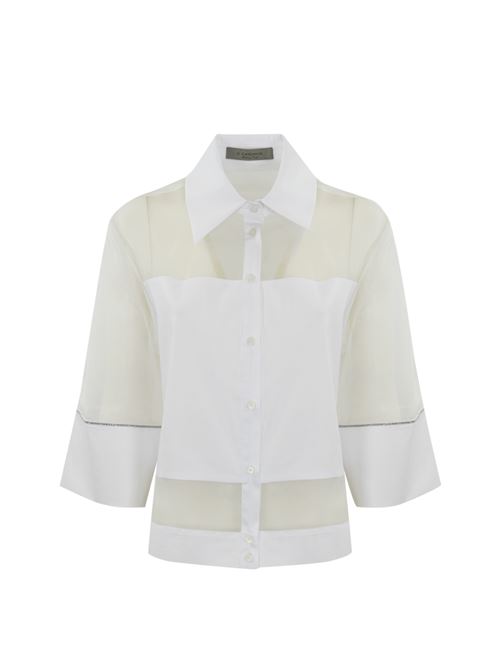 Camicia in popeline e organza D. Exterior | 606071BIAN